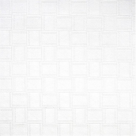 Designer Fabrics G692 54 in. Wide White; Basket Woven Upholstery Faux Leather G692
